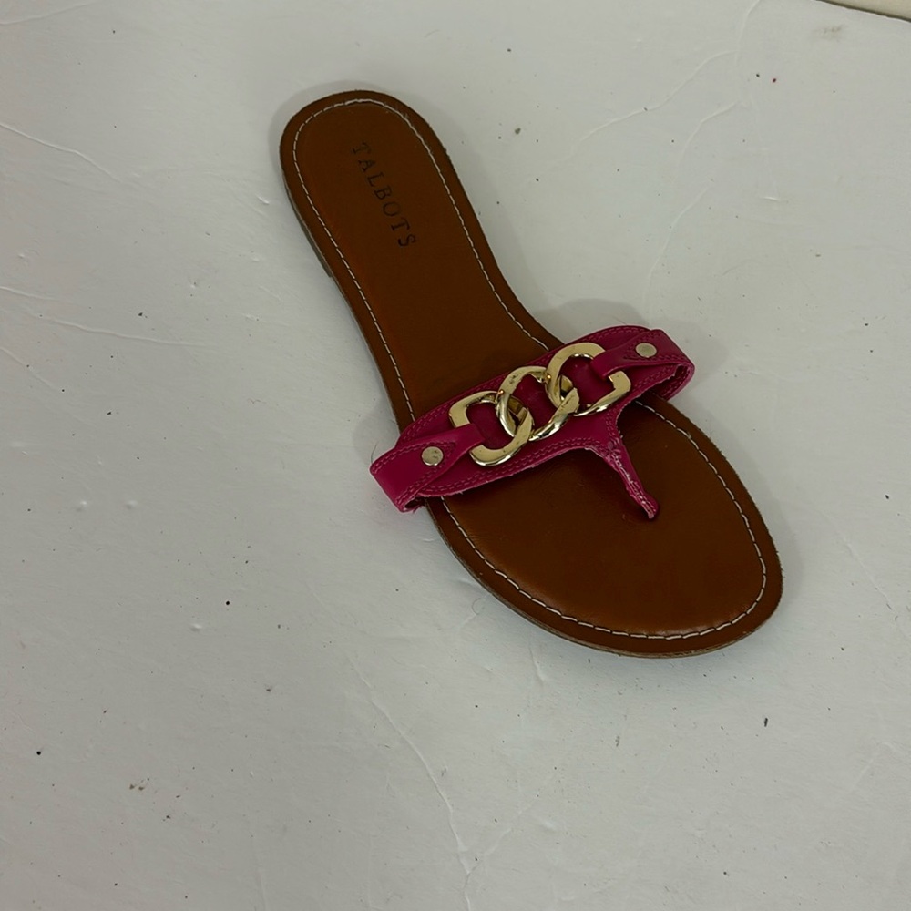 Talbots Pink Thong Sandal with Chain Accent Size 7.5